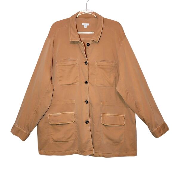 J. Jill Anorak Utility Jacket Button Front Drawstring Waist Tan 3X Chic Casual - Picture 6 of 16